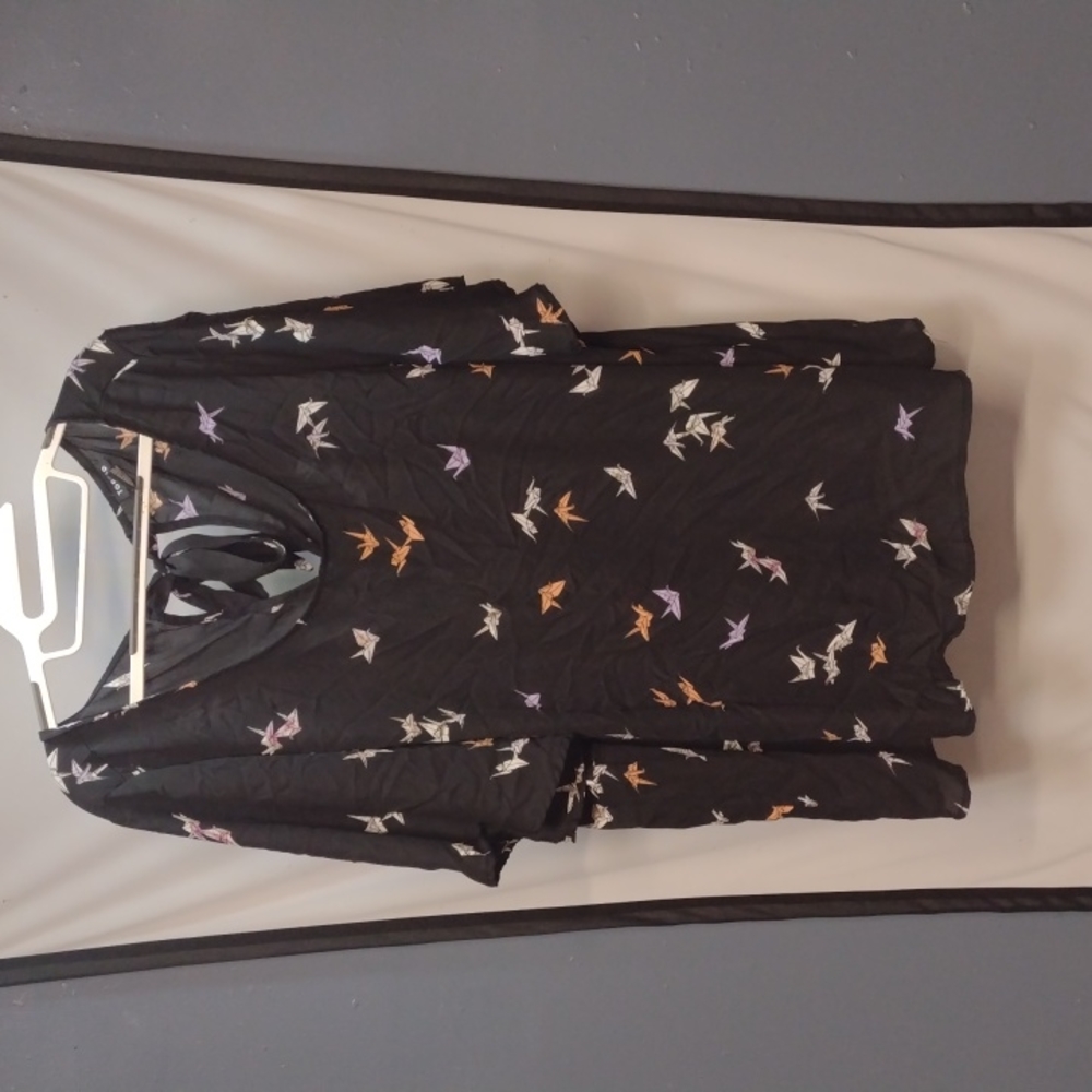Black translucent Torrid origami shirt